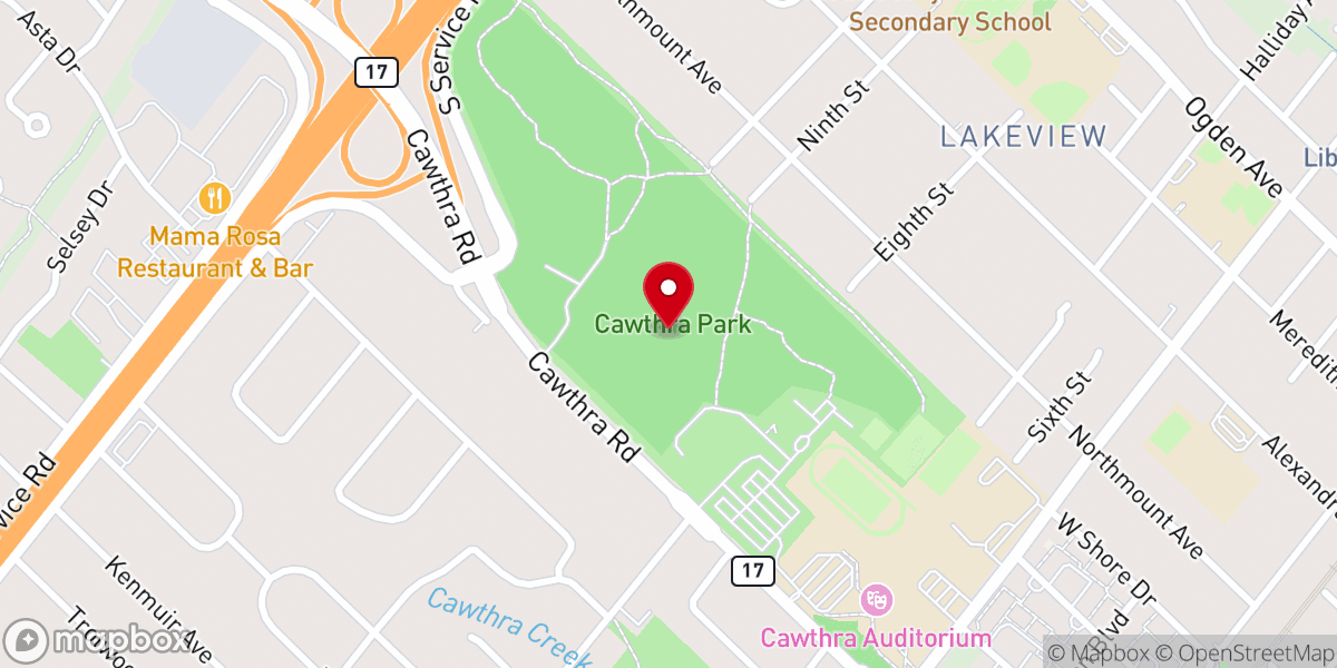 Map showing location of Cawthra Park United Church