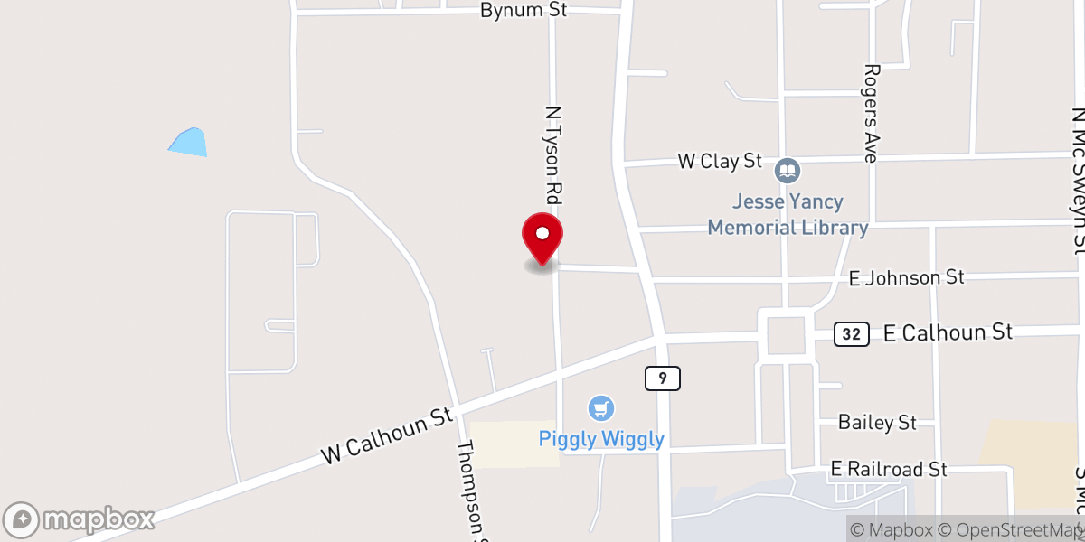 Map showing location of Westside Baptist Church