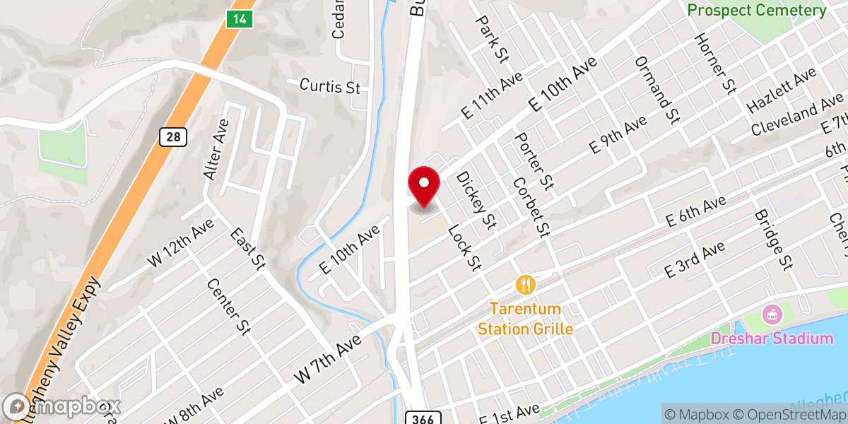 Map showing location of KCB Studios & Kindermusik, Tarentum