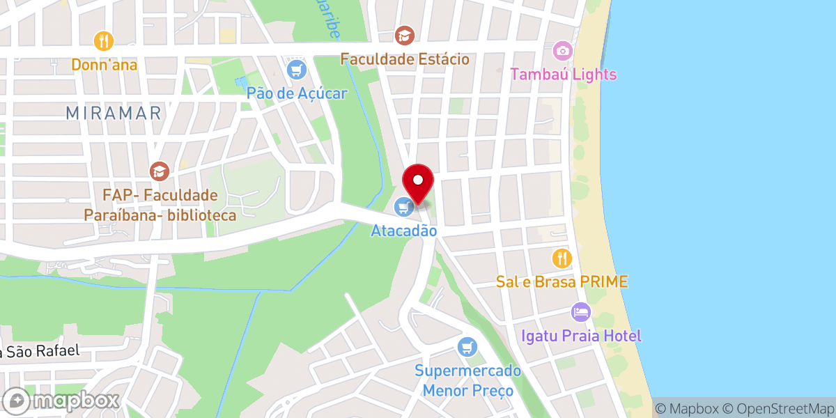 Map showing location of Templo de João Pessoa Brasil
