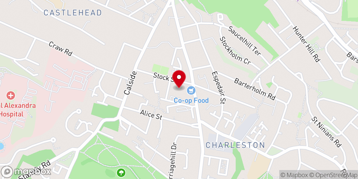 Map showing location of St Charles R C Church, Paisley Diocese