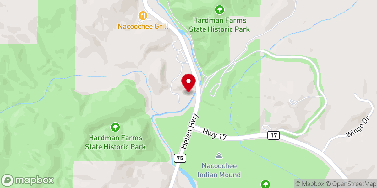 Map showing location of Nacoochee Adventures