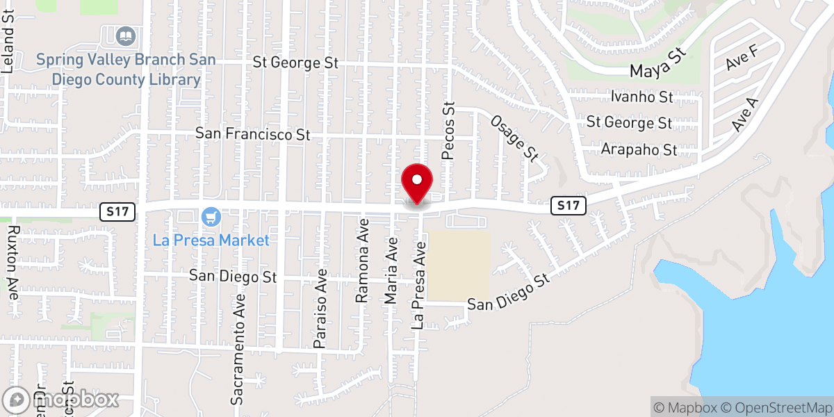 Map showing location of San Diego Coalition of Evangelist and Street Ministries