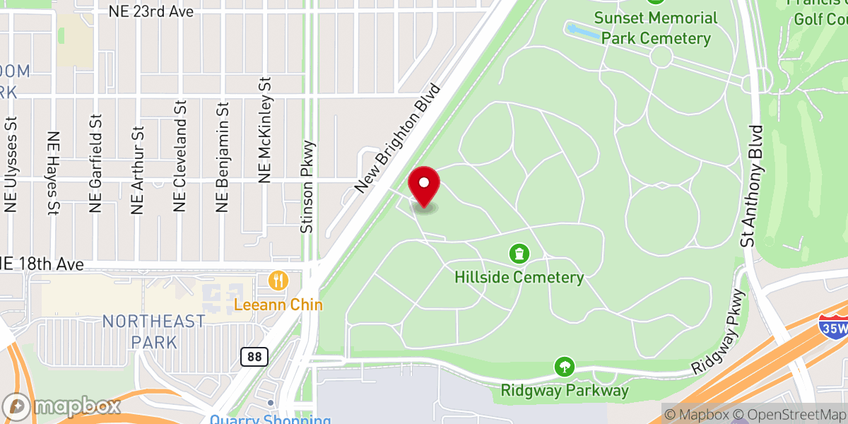 Map showing location of Washburn-McReavy Hillside Chapel