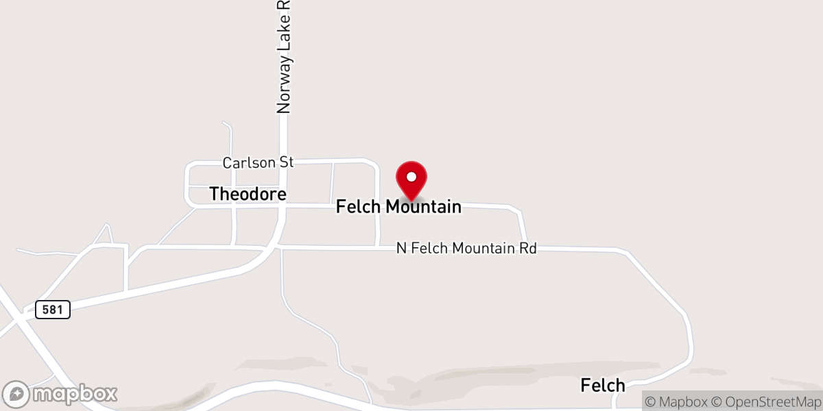 Map showing location of Felch Mountain Bible Chapel