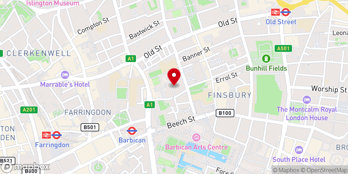 Map showing location of Jummah Salah in Golden Lane Community Centre