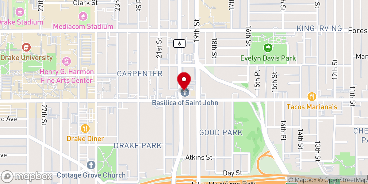 Map showing location of Basilica of St. John