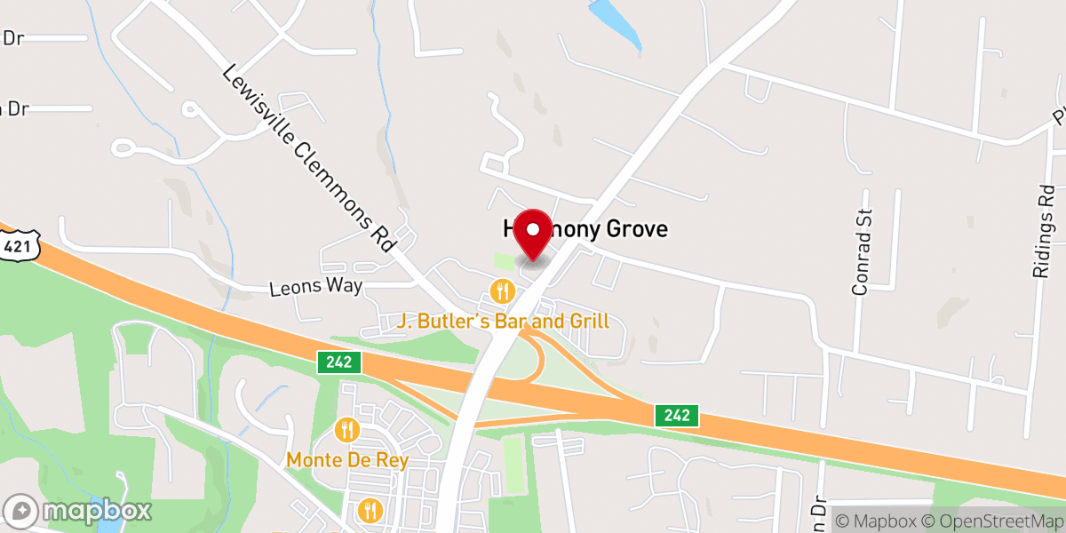 Map showing location of Harmony Grove United Methodist