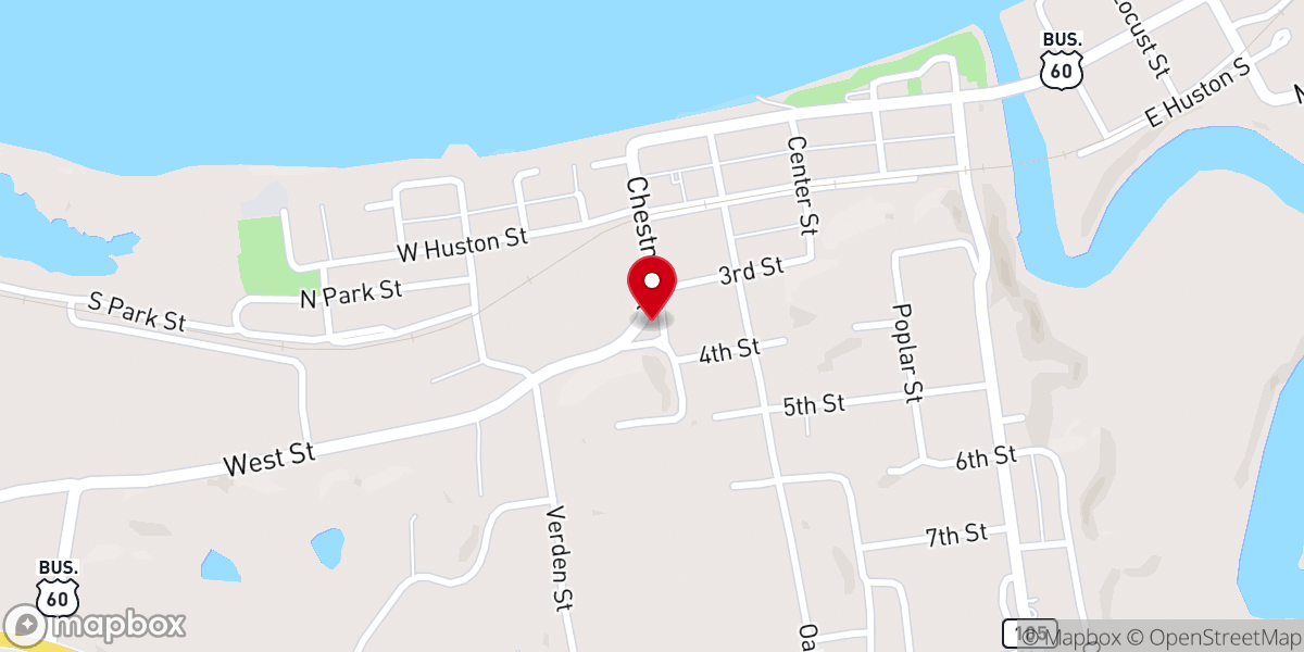 Map showing location of Cloverport community church