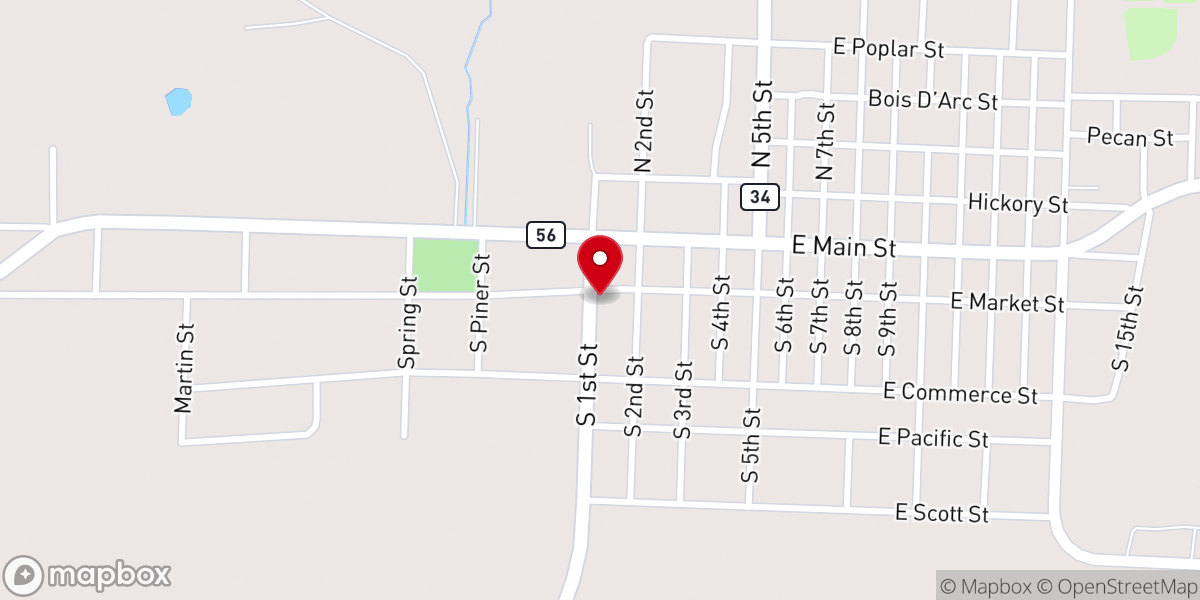 Map showing location of The Church in Honey Grove