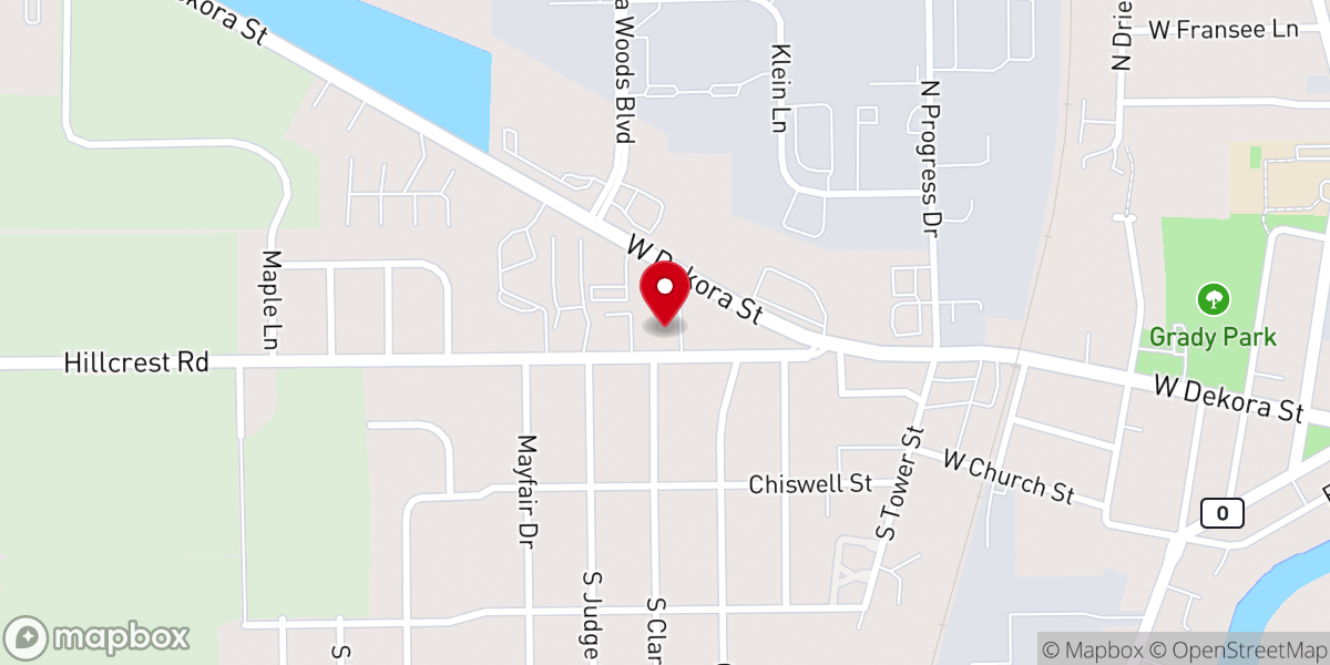 Map showing location of River of Life Lutheran Church