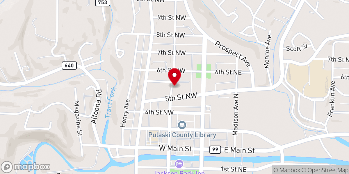 Map showing location of First Christian Church