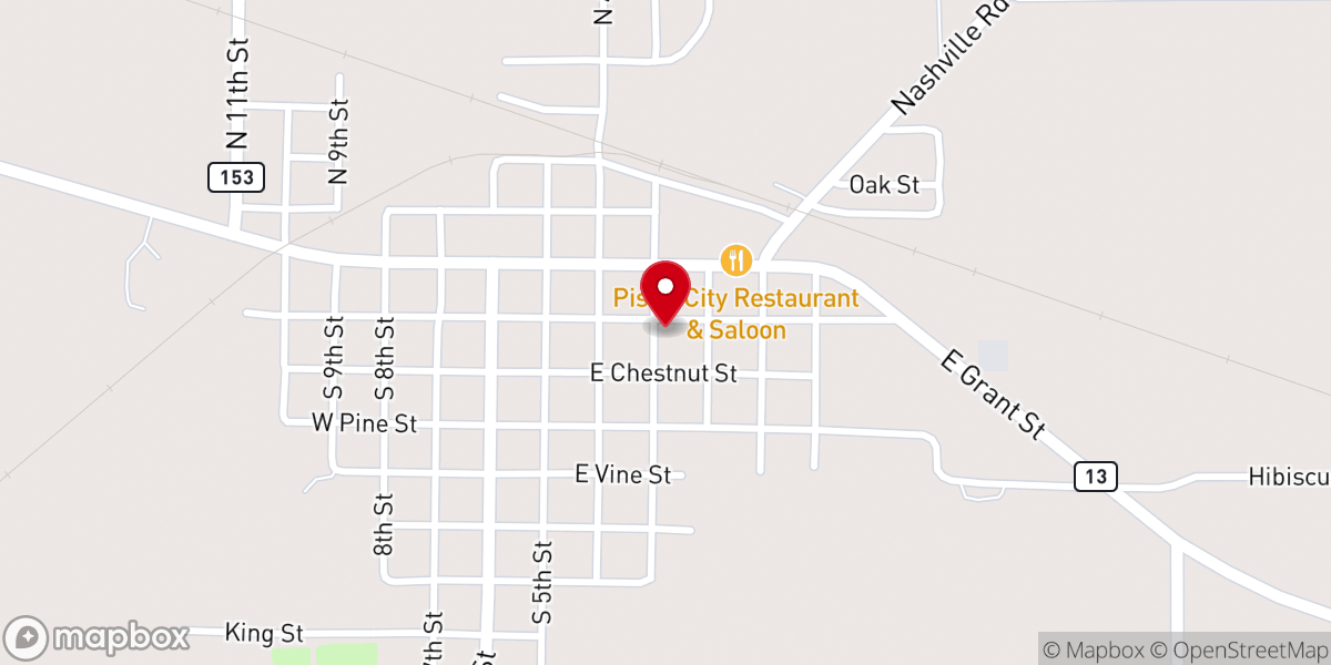 Map showing location of First Baptist Church of Coulterville