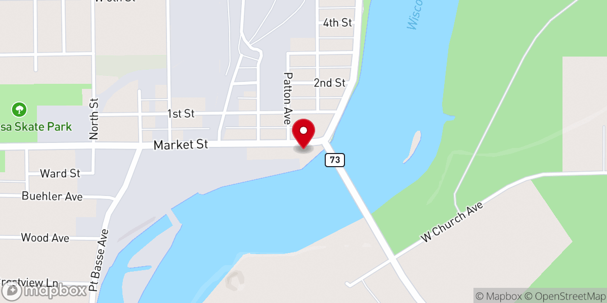 Map showing location of Nekoosa United Church Christ