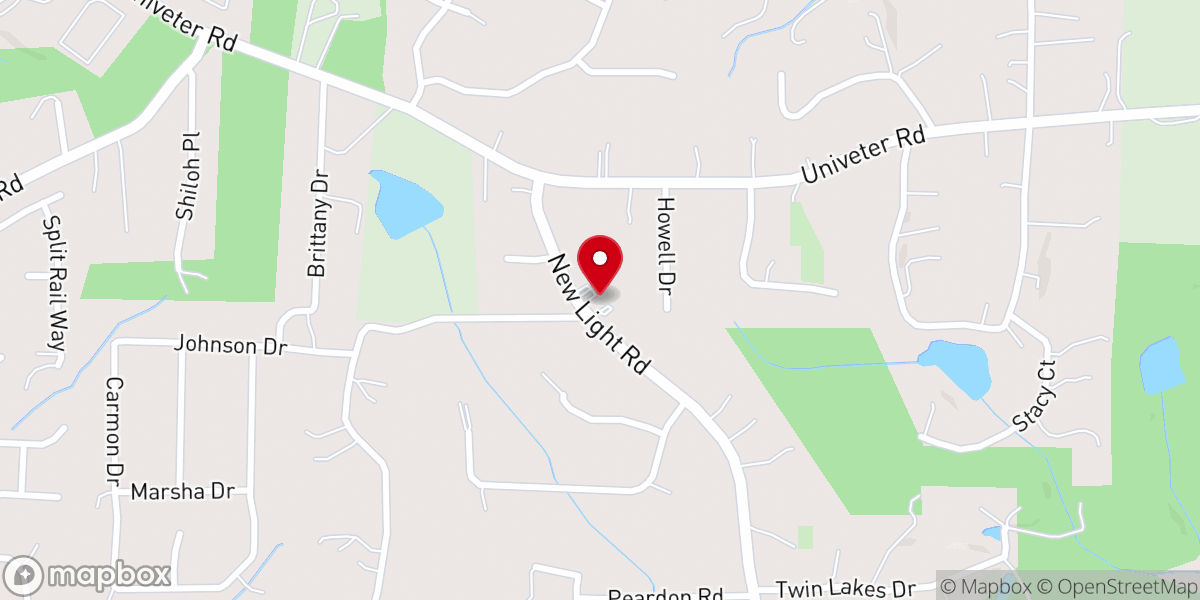 Map showing location of New Light Baptist Church