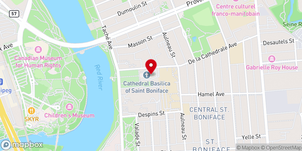 Map showing location of Saint Boniface Cathedral