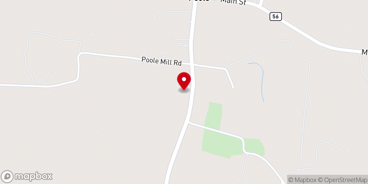 Map showing location of Poole Missionary Baptist Church