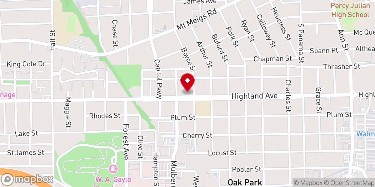 Map showing location of Faith Full Gospel Baptist Church