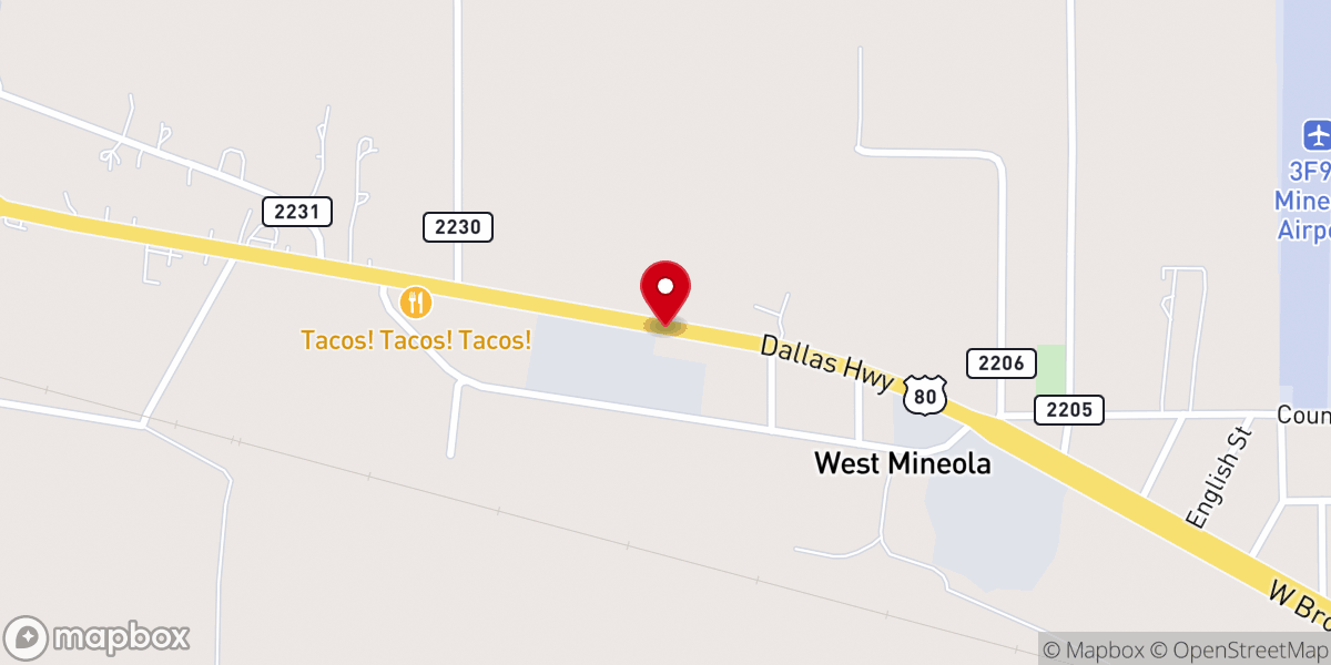 Map showing location of Mineola Christan Fellowship