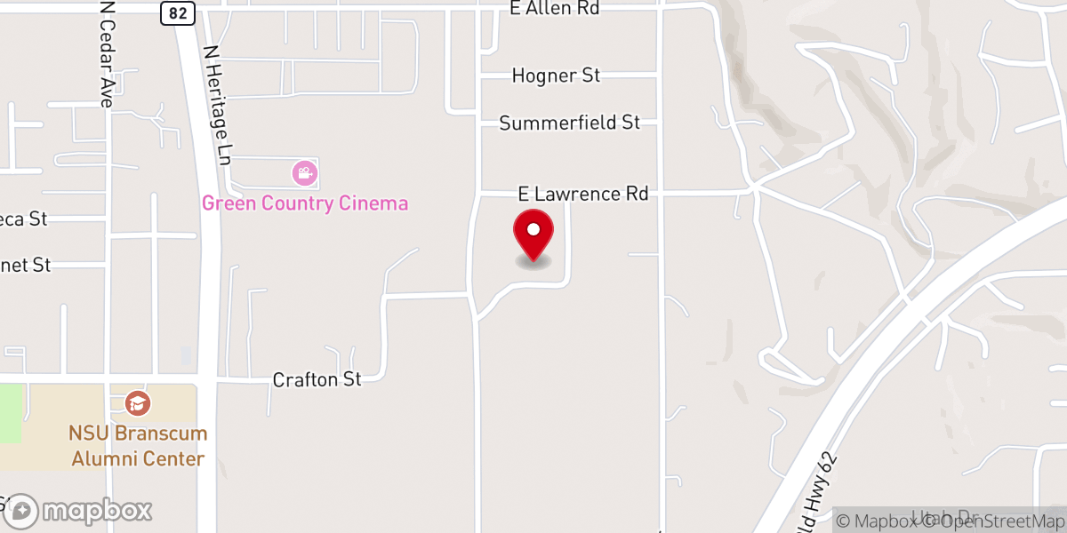 Map showing location of Elm Tree Baptist Church