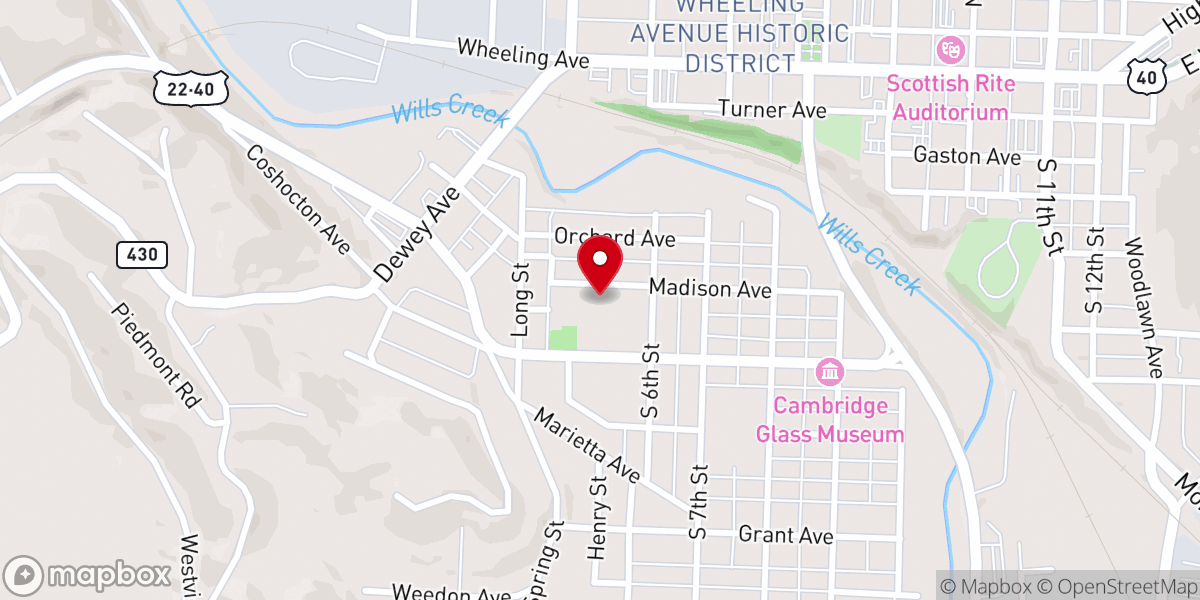 Map showing location of First Church of the Nazarene