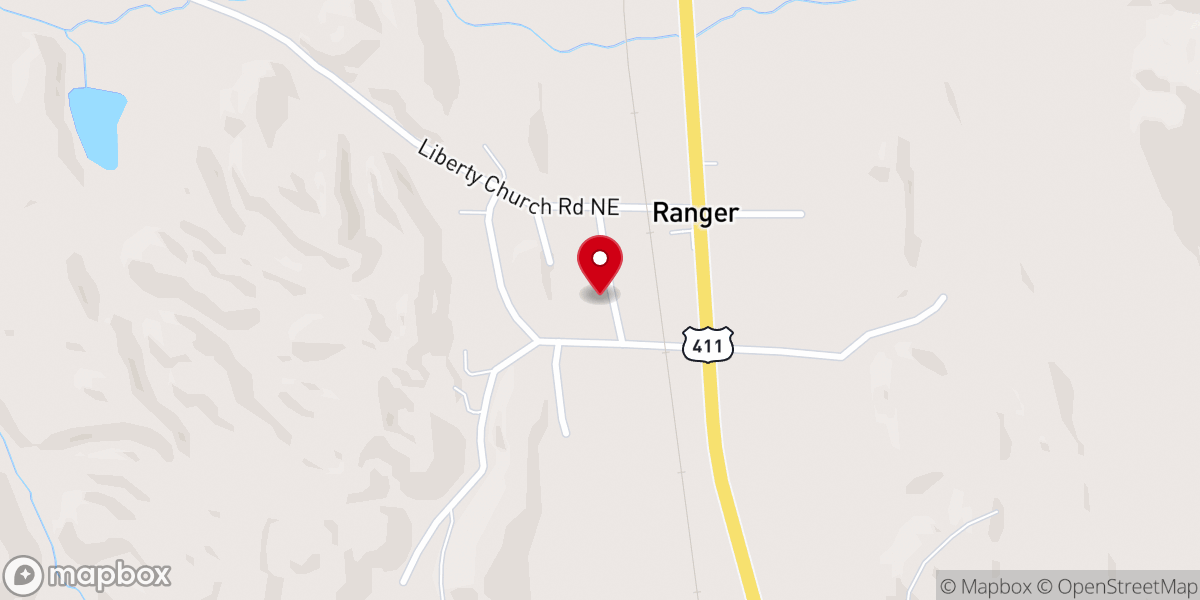 Map showing location of Ranger Community Center