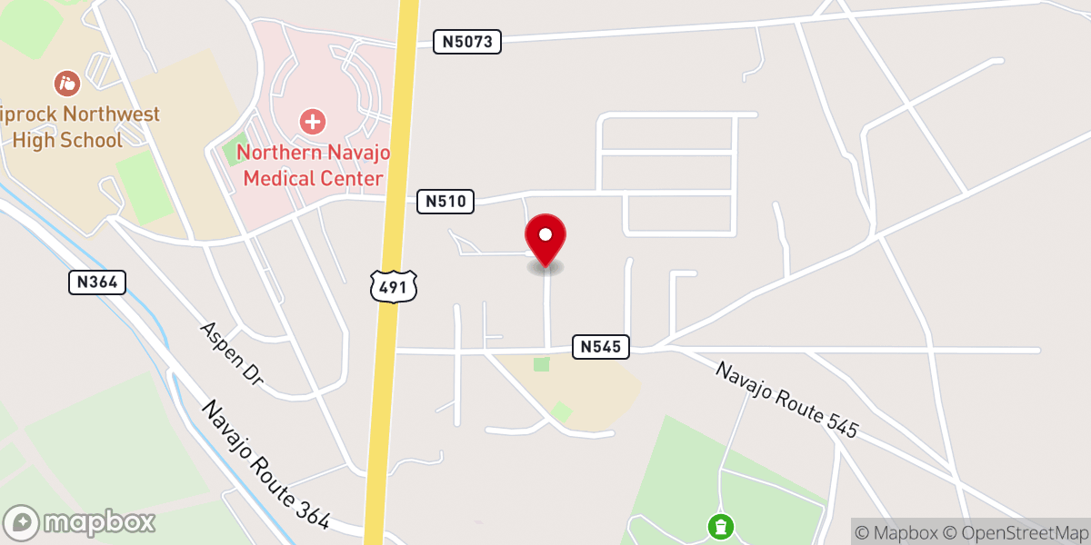 Map showing location of Tooh Worship Center