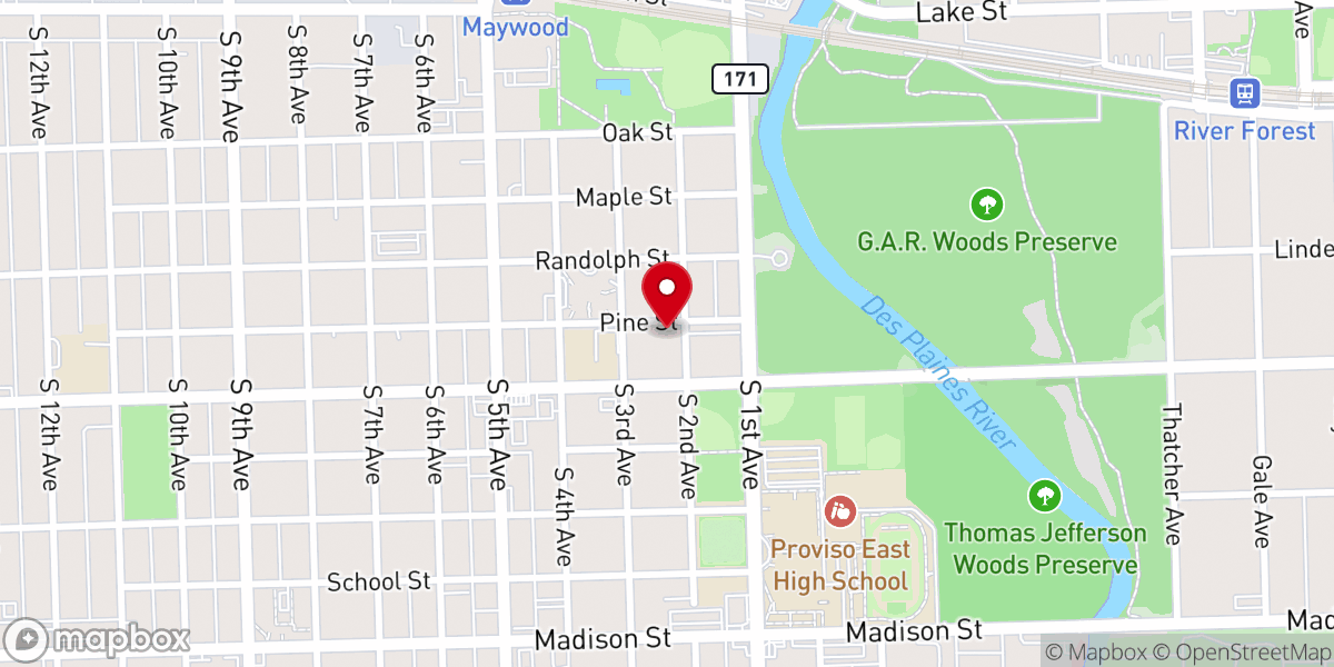 Map showing location of Maywood Community Seventh Day Adventist Church