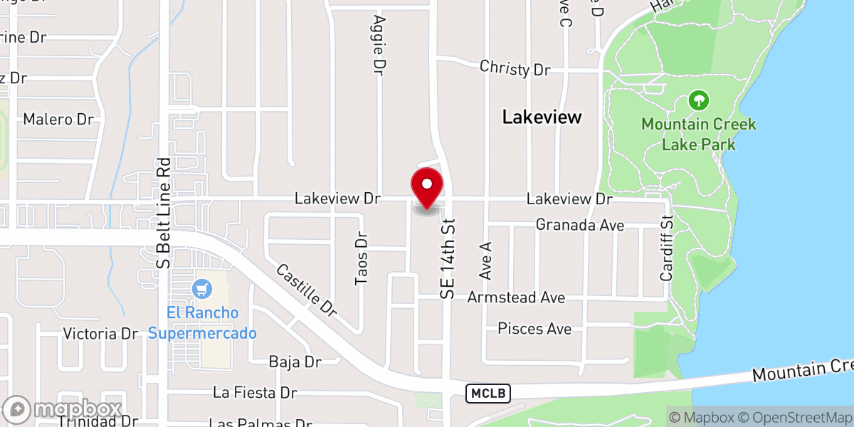 Map showing location of Lakeview Baptist Church