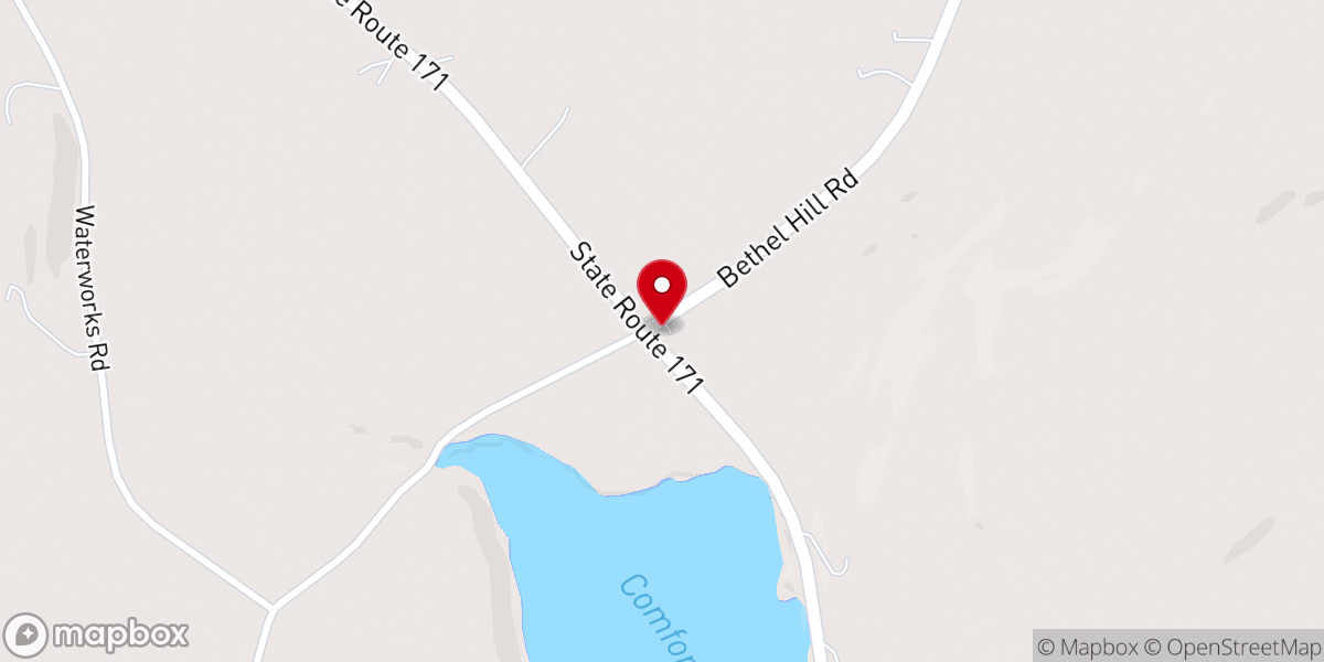 Map showing location of Bethel Hill Church
