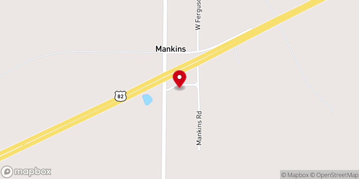 Map showing location of Mankins Baptist Church