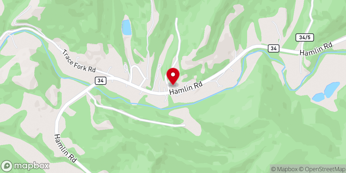 Map showing location of Trace Fork Baptist Church