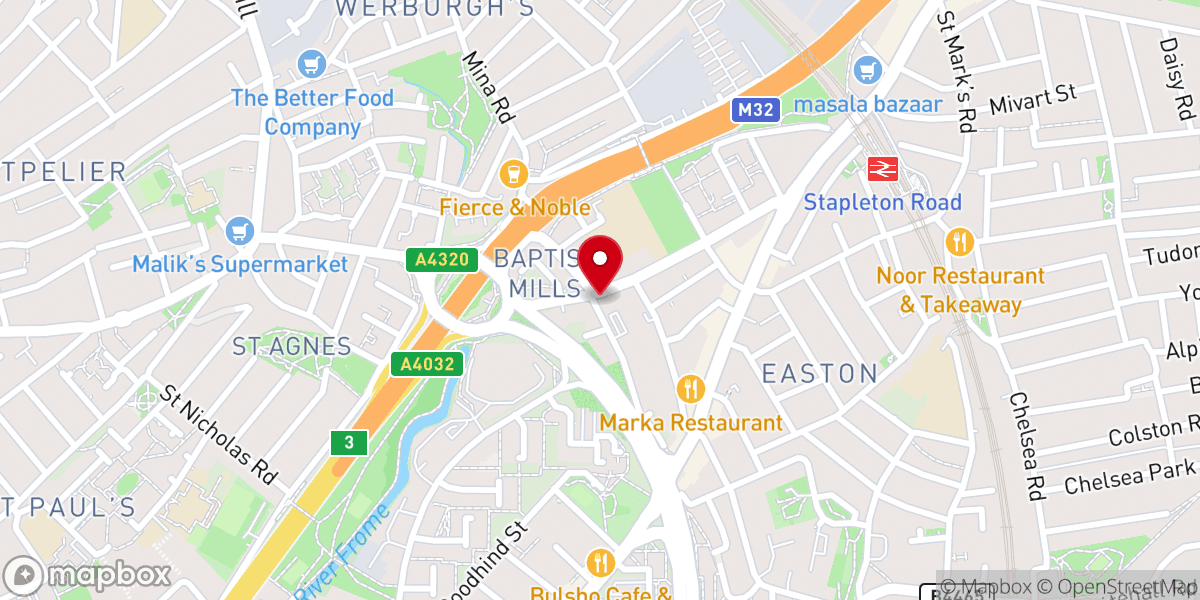 Map showing location of J3 Baptist Mills Court