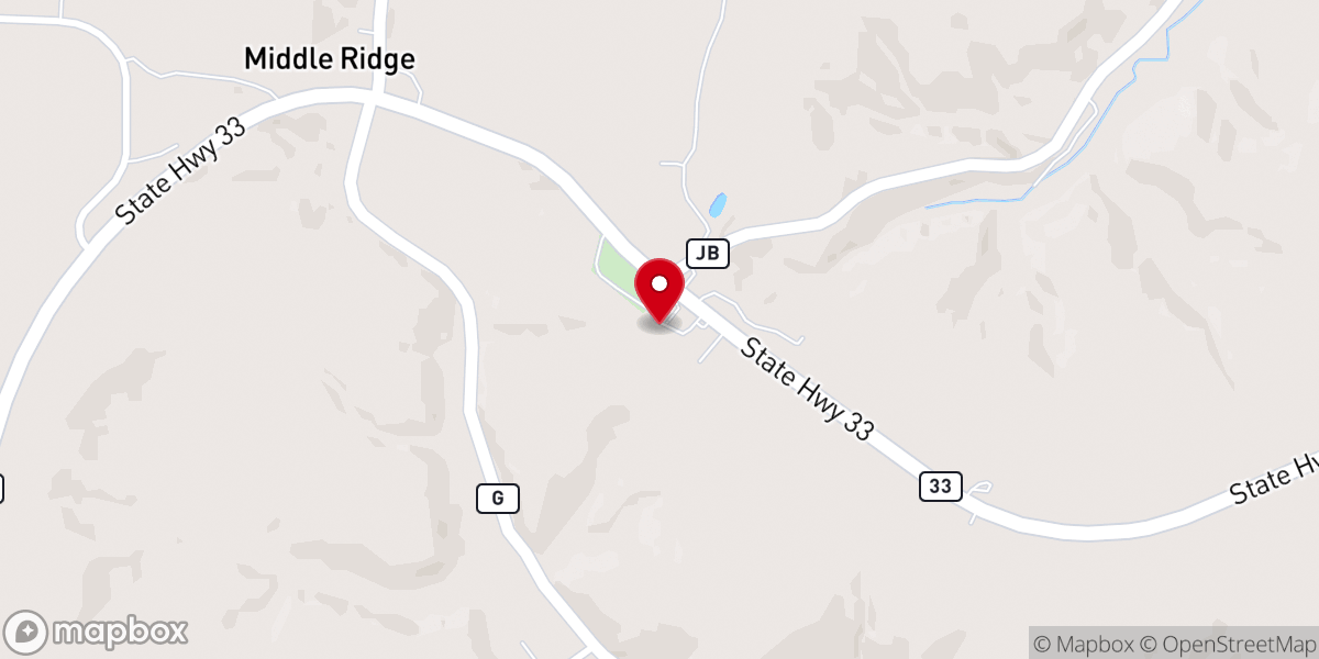 Map showing location of St Peter Catholic Church (Middle Ridge)