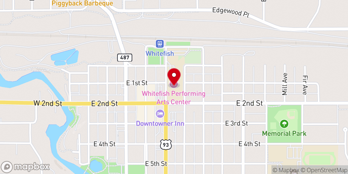 Map showing location of Whitefish Performing Arts Center