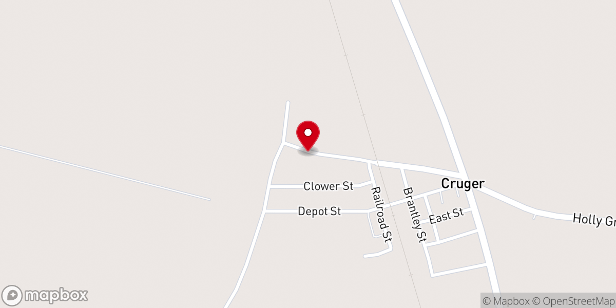 Map showing location of Cruger Baptist Church