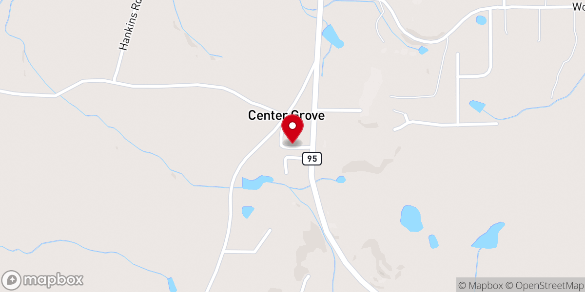 Map showing location of Center Grove Church