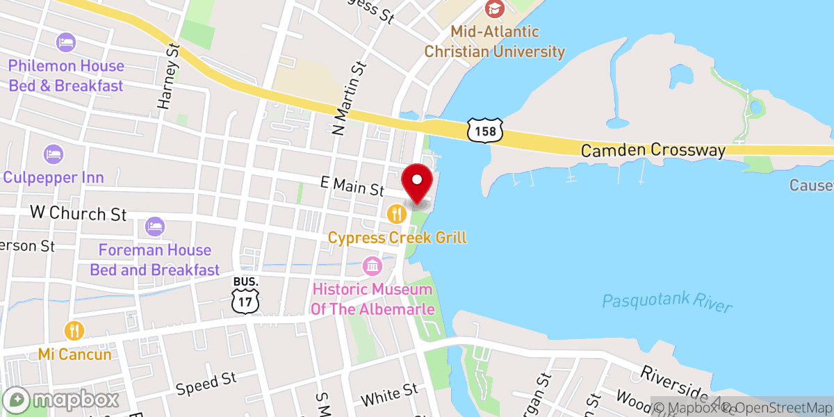 Map showing location of North Carolina Potato Festival
