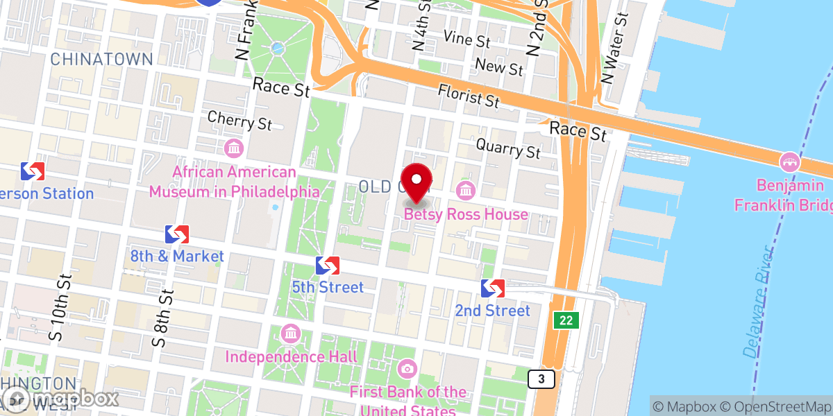 Map showing location of Arch Street Friends Meetinghouse