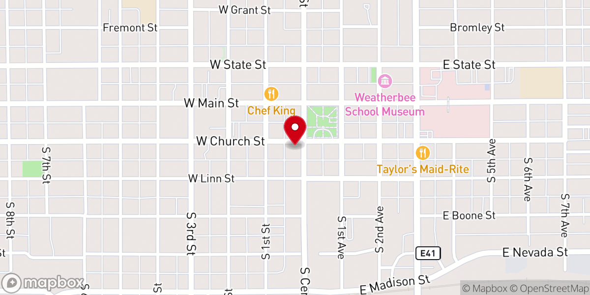 Map showing location of First Presbyterian Church