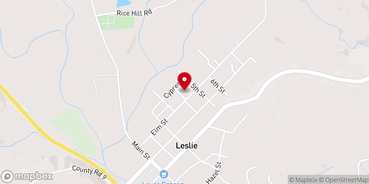 Map showing location of Leslie Missionary Baptist Church