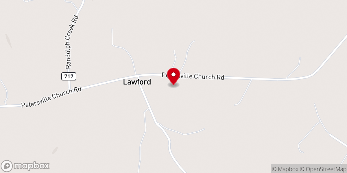 Map showing location of Petersville Baptist Church