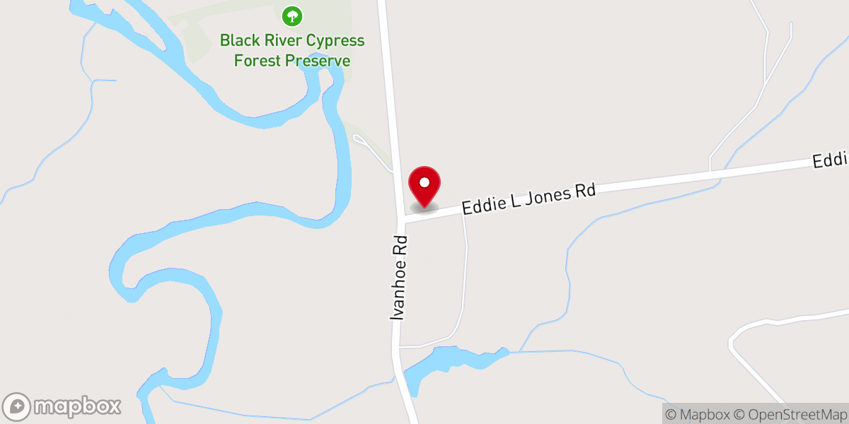 Map showing location of Black River Presbyterian Church