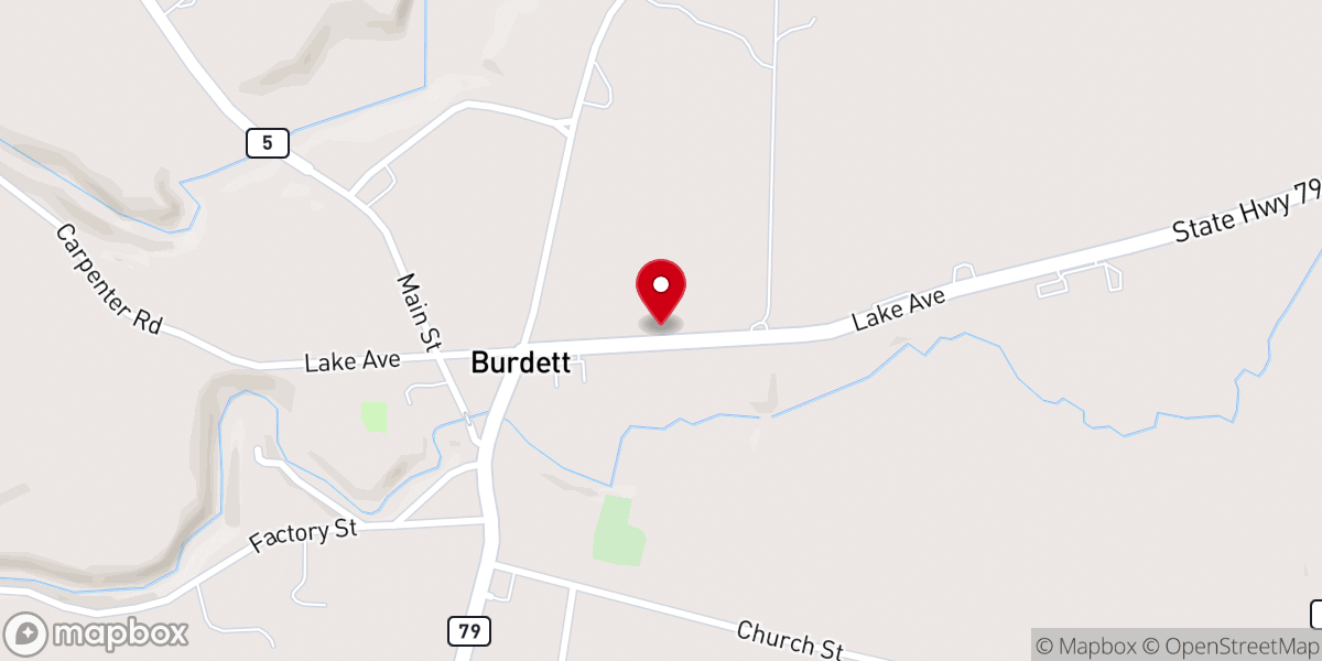 Map showing location of Burdett United Methodist Church