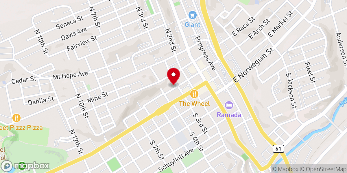 Map showing location of St. Peter's Lutheran Church
