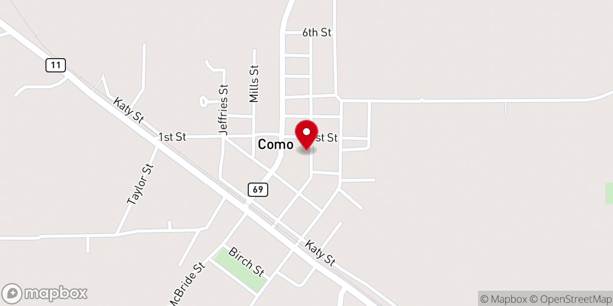 Map showing location of Como United Methodist Church
