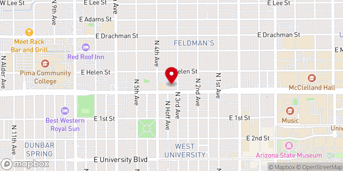 Map showing location of First Southern Baptist Church of Tucson