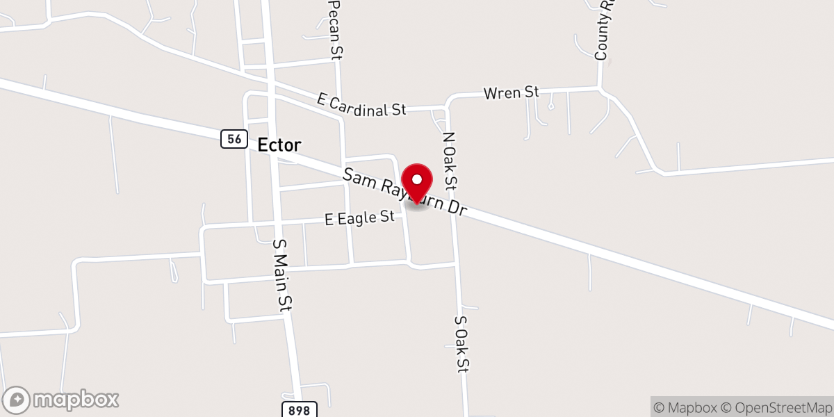 Map showing location of Ector Church of Christ