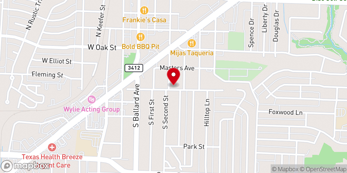 Map showing location of Wylie Gospel Fellowship
