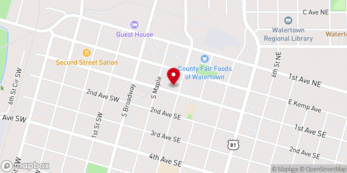 Map showing location of First Congregational United Church of Christ